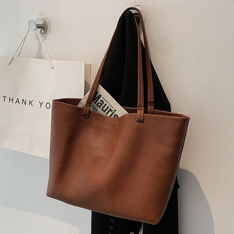 All-match Casual Soft Leather Large Capacity Shoulder Bag Zyraaa  