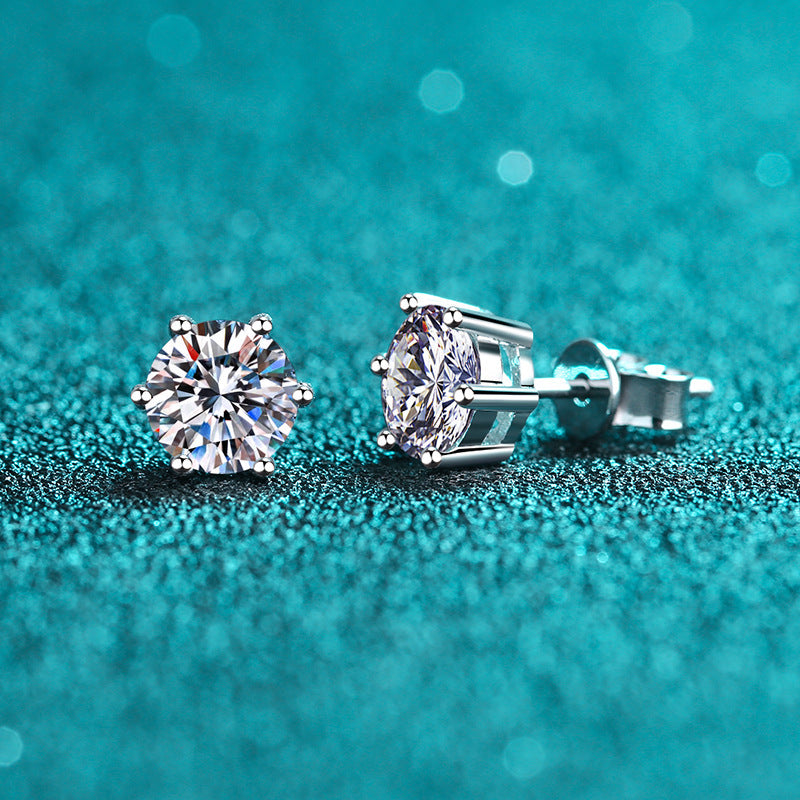 925 Sterling Silver Stud Earrings With Six Claws My Store  