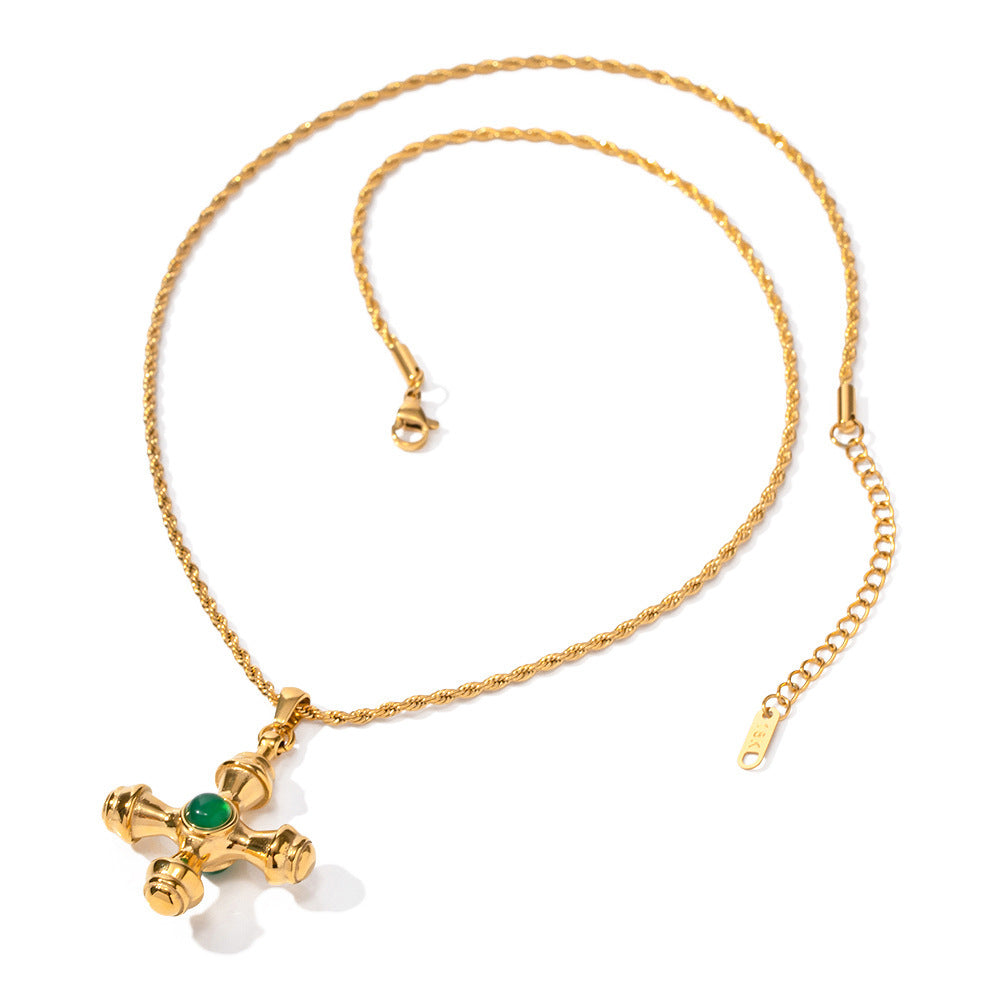 18K Gold Stainless Steel Cross Shelf Necklace Zyraaa  