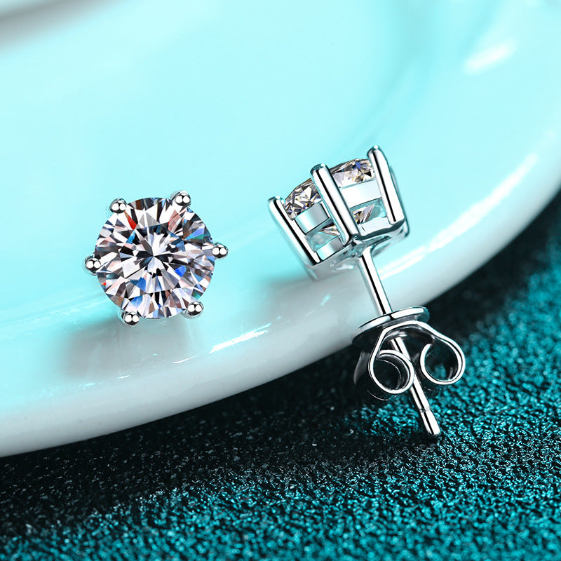 925 Sterling Silver Stud Earrings With Six Claws My Store  