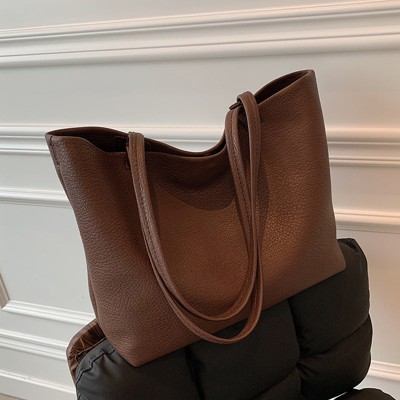 All-match Casual Soft Leather Large Capacity Shoulder Bag Zyraaa  