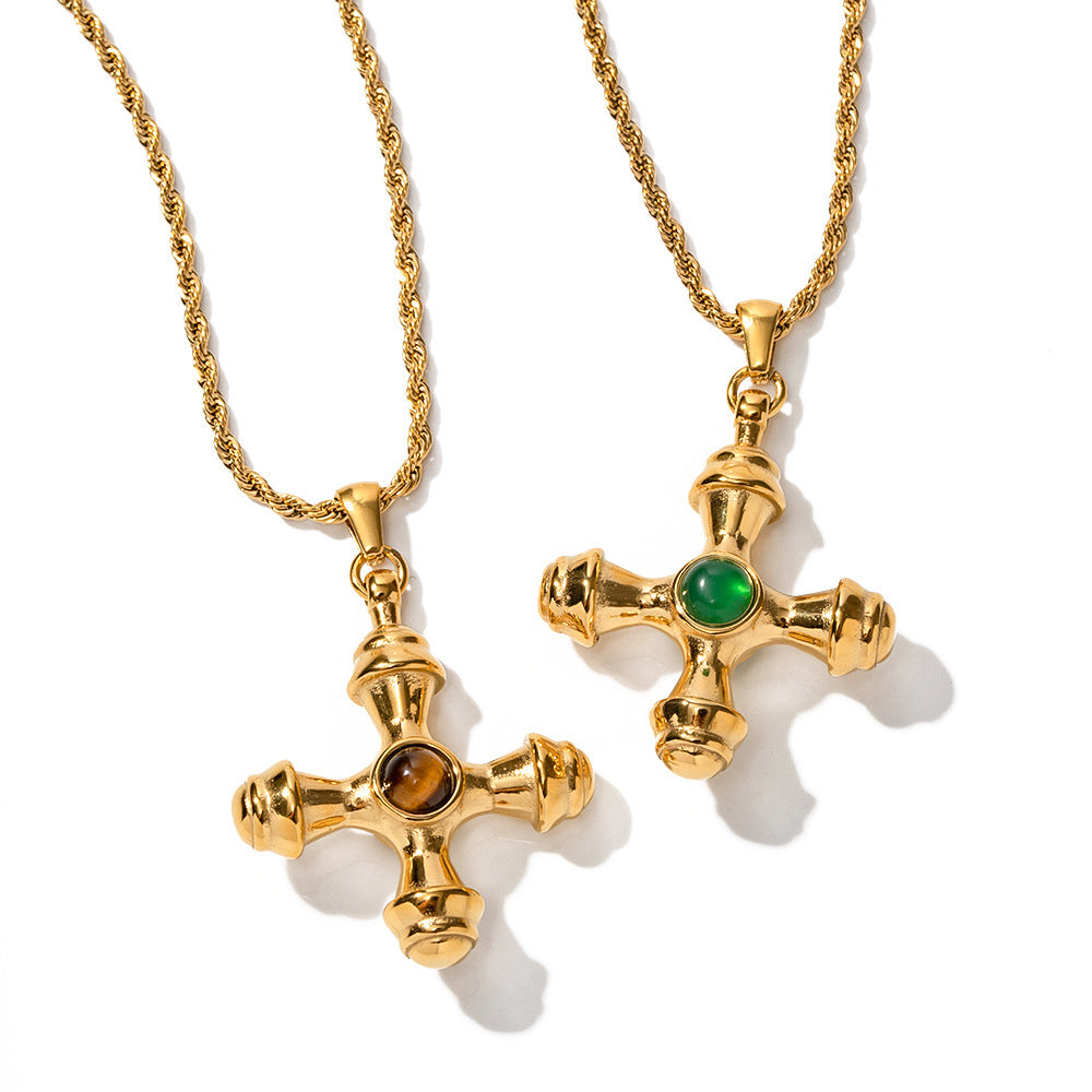 18K Gold Stainless Steel Cross Shelf Necklace Zyraaa  