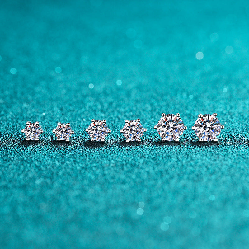 925 Sterling Silver Stud Earrings With Six Claws My Store  