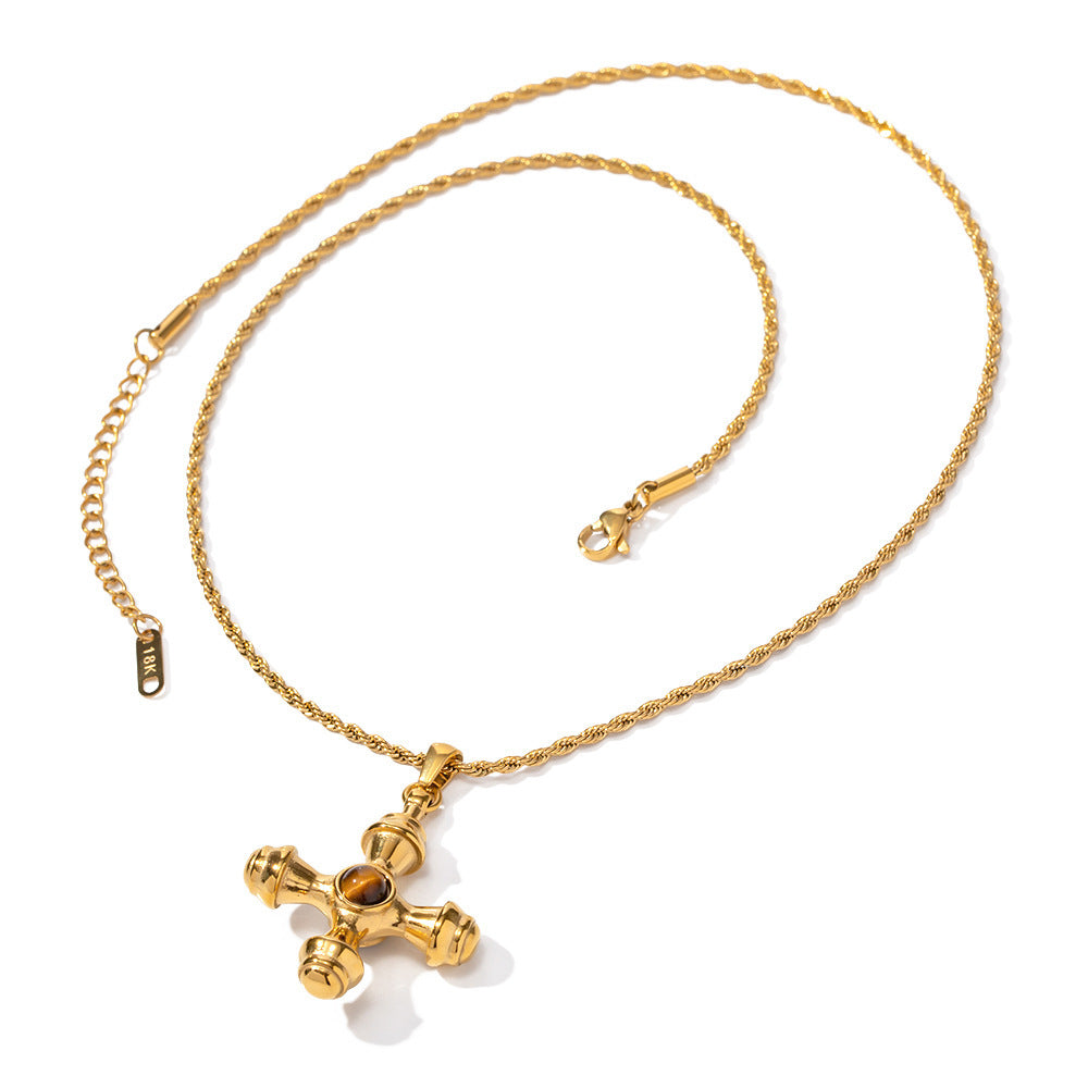 18K Gold Stainless Steel Cross Shelf Necklace Zyraaa  