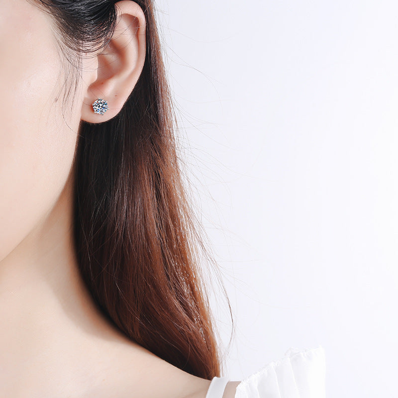 925 Sterling Silver Stud Earrings With Six Claws My Store  