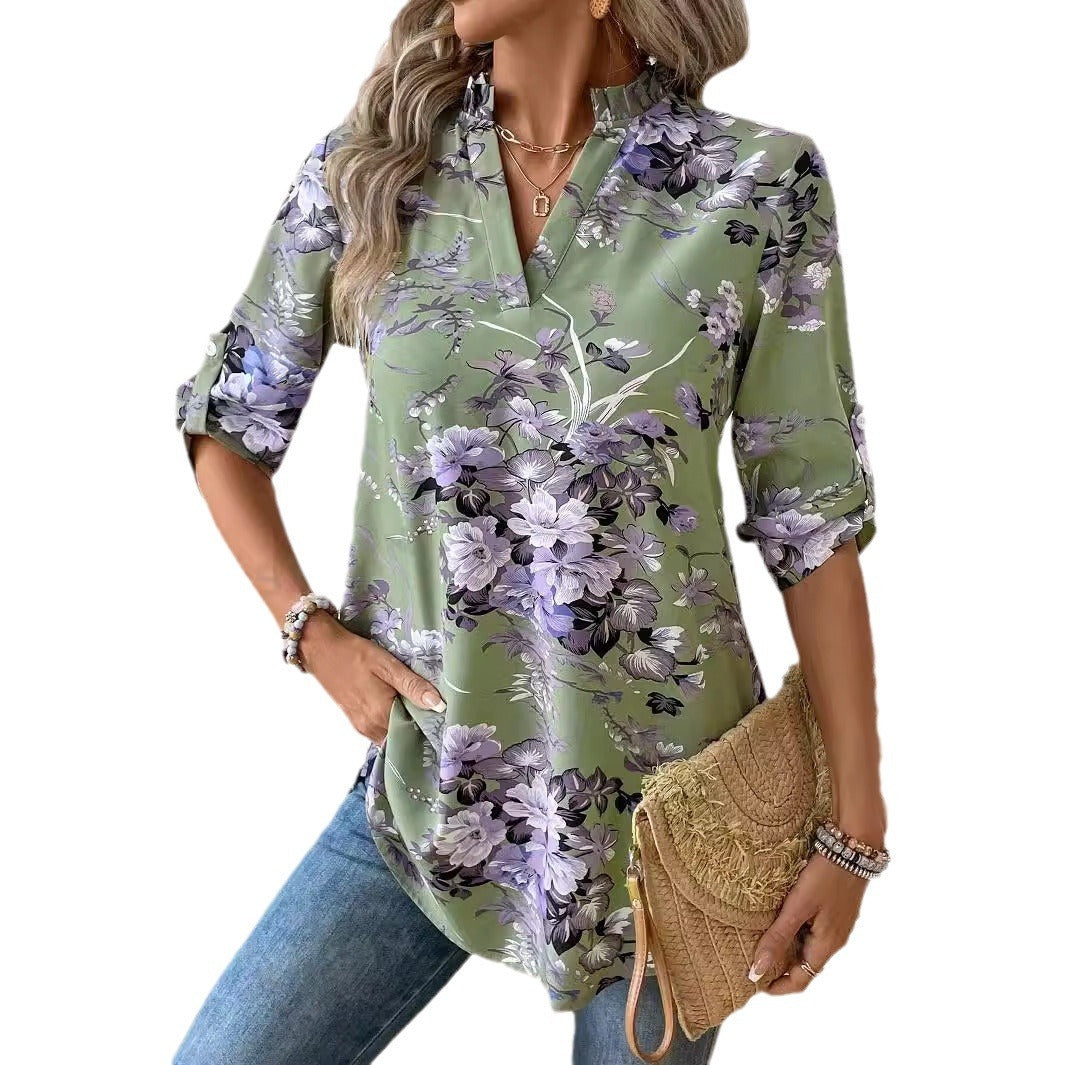 Autumn New Printed Cropped Sleeve Pullover Shirt My Store  