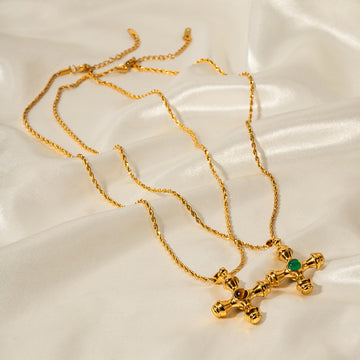18K Gold Stainless Steel Cross Shelf Necklace Zyraaa  