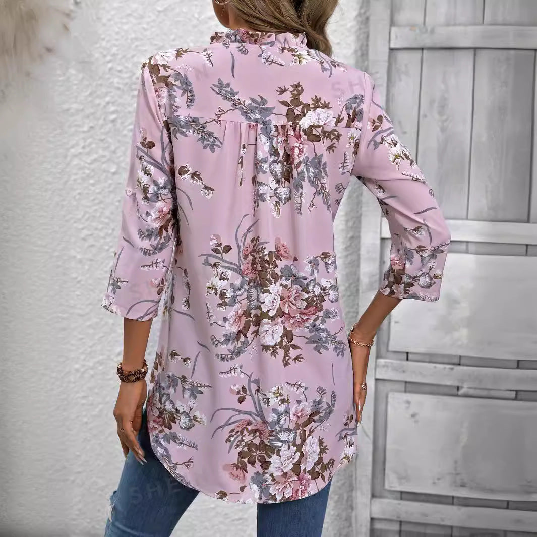 Autumn New Printed Cropped Sleeve Pullover Shirt My Store  