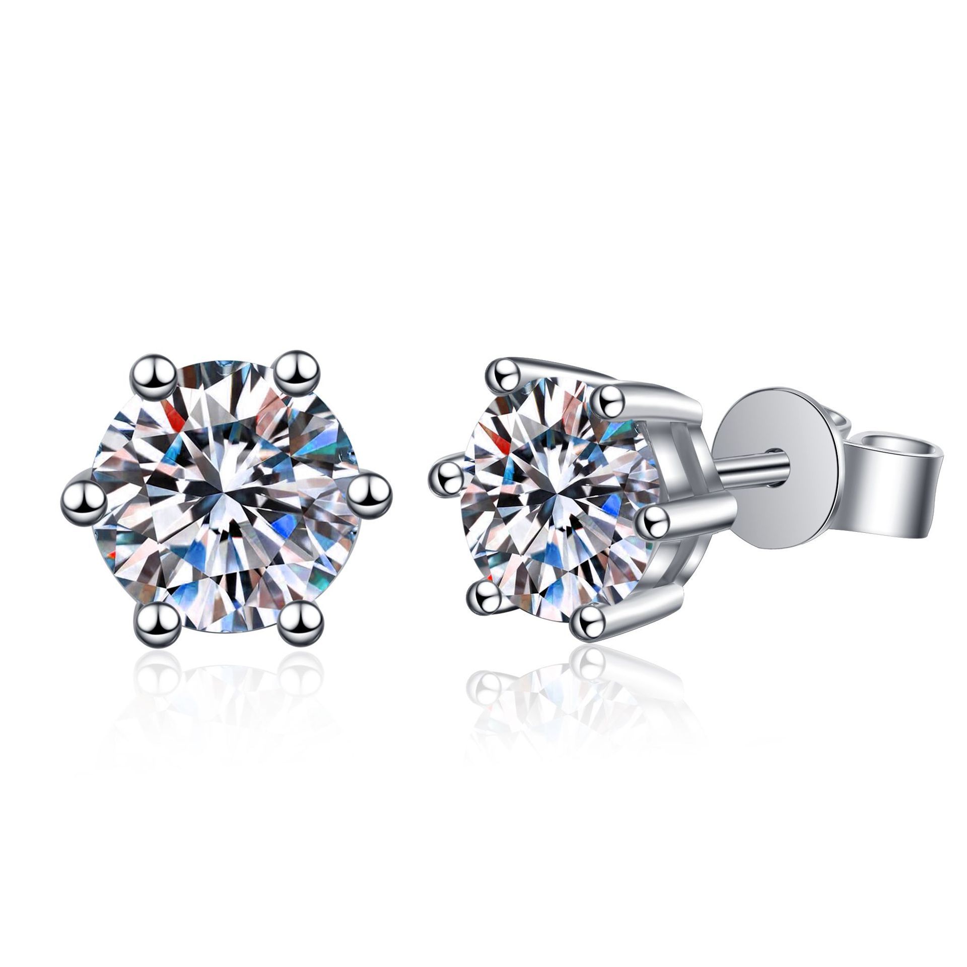 925 Sterling Silver Stud Earrings With Six Claws My Store  